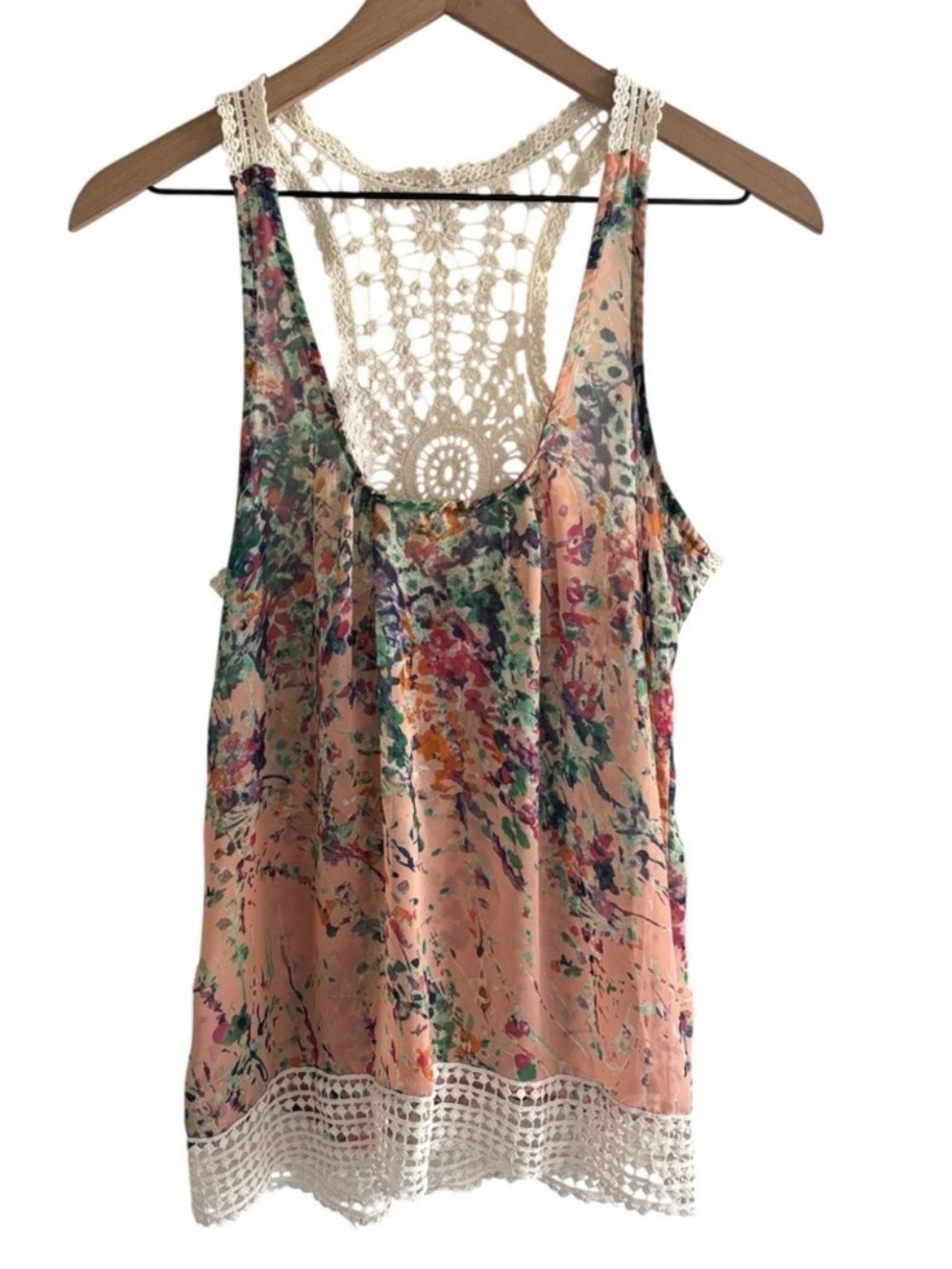 Collective Concepts Floral Crochet Tank Boho Cottagecore Festival Fairy Top S